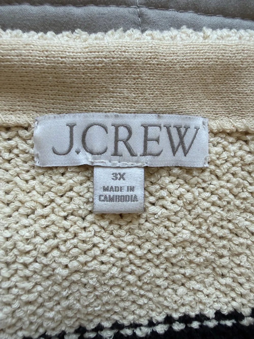 J. Crew Cream and Black Striped Boatneck Sweater with Gold Shoulder Buttons - 3X - Picture 6 of 15
